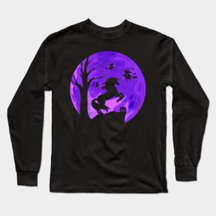 Halloween Unicorn Witch Hunt Long Sleeve T-Shirt